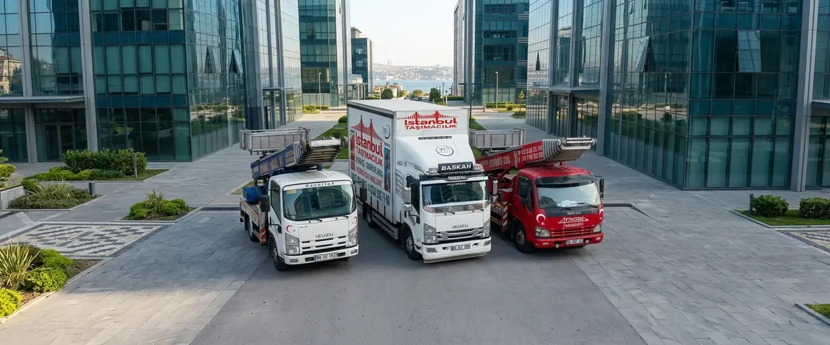 İstanbul Taşımacılık nakliye kamyonu ve asansörlü nakliyat araçları