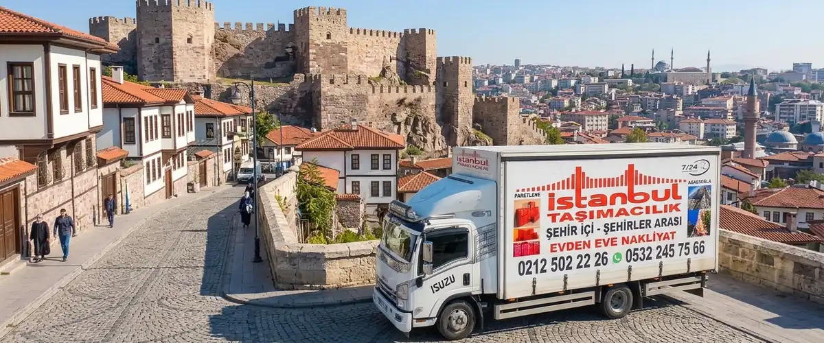 İstanbul Ankara evden eve nakliyat aracı, Ankara Kalesi önünde